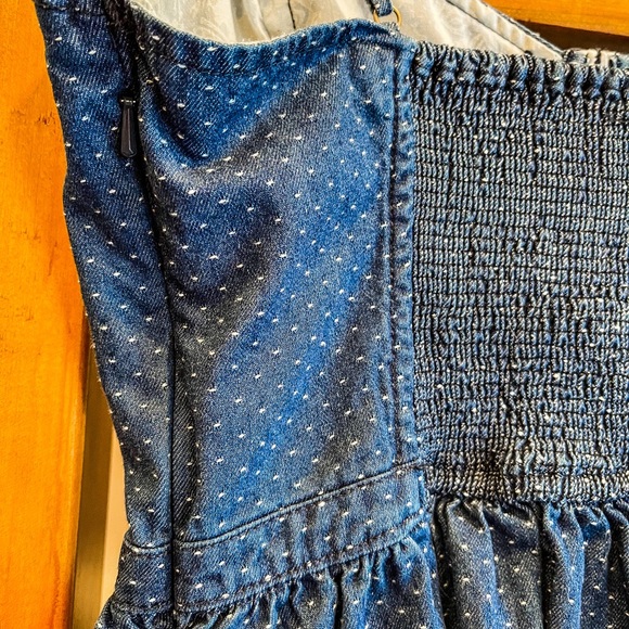 Free People SZ S Polka Dot Denim Baby Doll Dress! - Picture 8 of 9